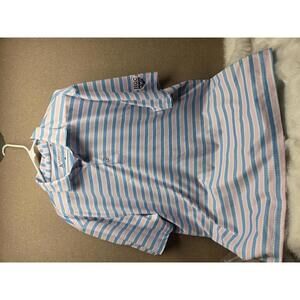 Bermuda Sands Men's Polo Shirt Light Blue and Pink Striped